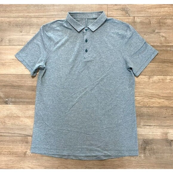 Lululemon Metal Tech Polo Shirt Mens M Heather Green Short Sleeve Vented Golf - Picture 1 of 7